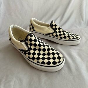 Vans Black and Off-White Checkerboard Slip-Ons